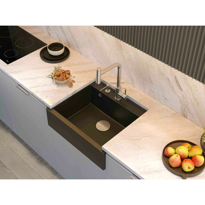 Quadron Unique Bill 110 Diamond Black - Gold Undermount Sink 60x54 cm