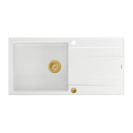 Quadron Unique Evan 146 XL Composite Sink White - Gold 100x50 cm