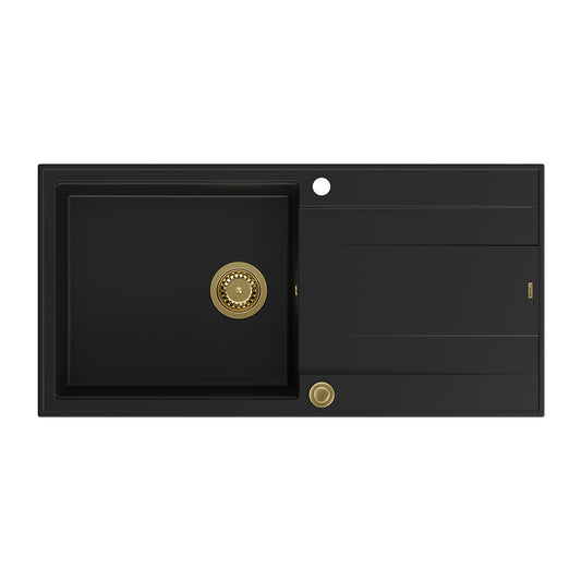 Quadron Unique Evan 146 XL Composite Sink Black Carbon - Gold 100x50 cm