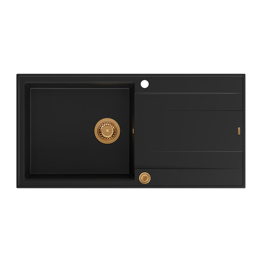 Quadron Unique Evan 146 XL Composite Sink Black Carbon - Copper 100x50 cm