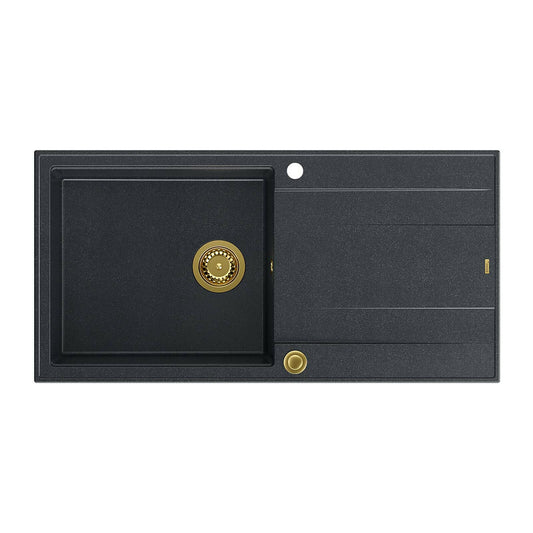 Quadron Unique Evan 146 XL Composite Sink Black Diamond - Gold 100x50 cm