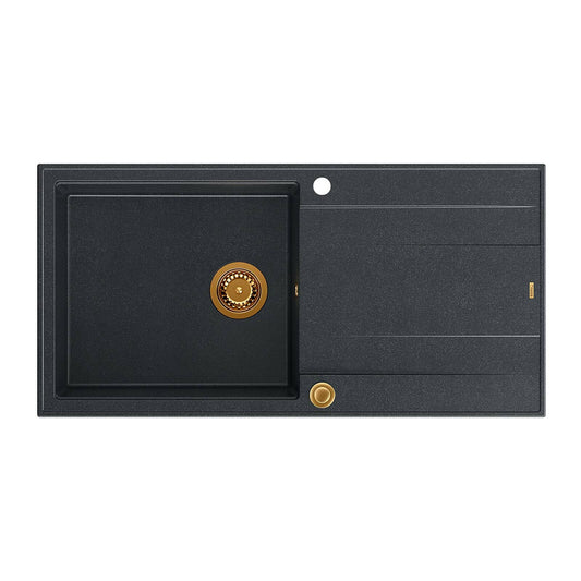 Quadron Unique Evan 146 XL Diamond Black - Copper Undermount Sink 100x50 cm