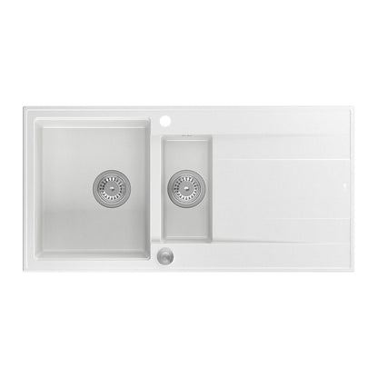 Quadron Unique Evan 156 White - Stainless Steel Composite Sink 100x50 cm