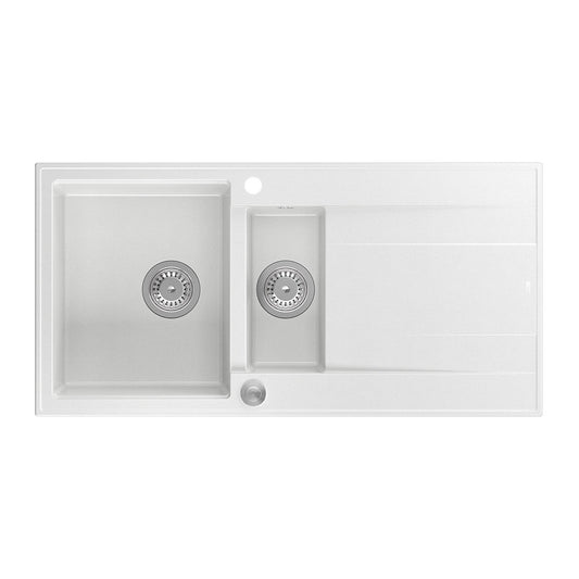 Quadron Unique Evan 156 White - Stainless Steel Composite Sink 100x50 cm