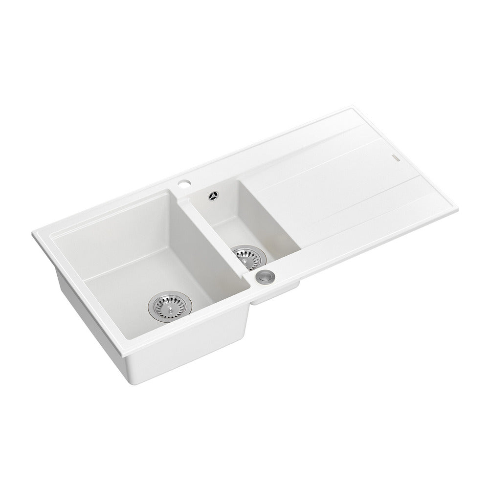 Quadron Unique Evan 156 White - Stainless Steel Composite Sink 100x50 cm
