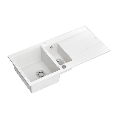 Quadron Unique Evan 156 White - Stainless Steel Composite Sink 100x50 cm