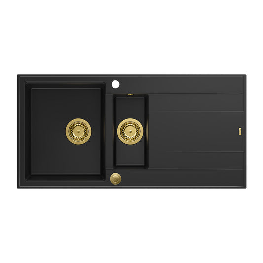 Quadron Unique Evan 156 Black Carbon - Gold Composite Sink 100x50 cm