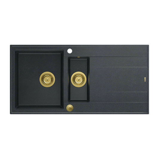 Quadron Unique Evan 156 Black Diamond - Gold Composite Sink 100x50 cm