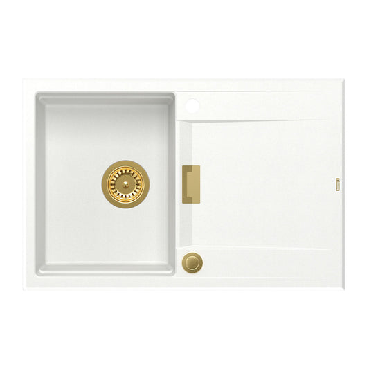 Quadron Unique Oven Composite Sink Built-in White - Gold 76x50 cm