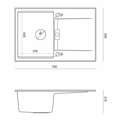 Вградена композитна мивка Quadron Unique Oven сива - златна 76x50 см