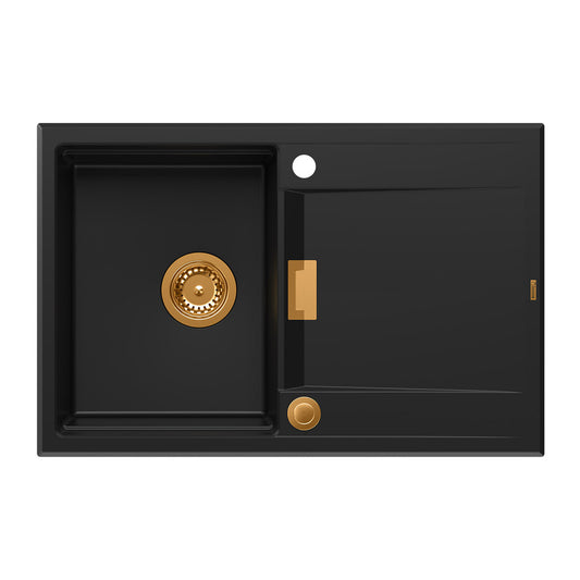 Quadron Unique Oven Composite Sink Built-in Black Carbon - Copper 76x50 cm