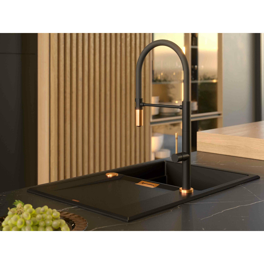 Компонентна мивка Quadron Unique Oven черен въглен - мед 76x50 см