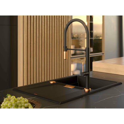 Компонентна мивка Quadron Unique Oven черен въглен - мед 76x50 см