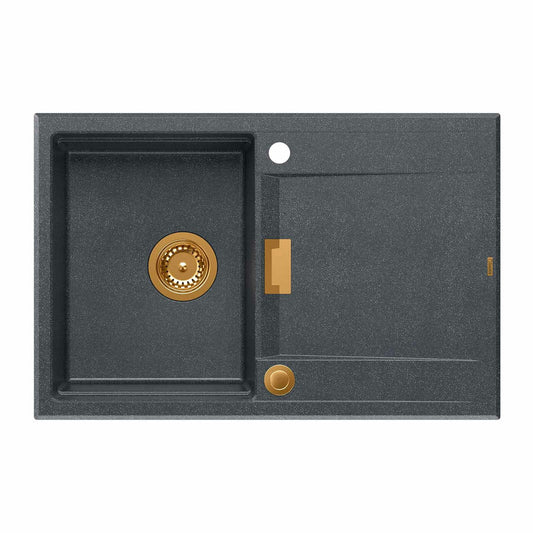 Quadron Unique Oven Composite Sink Built-in Black Diamond - Copper 76x50 cm