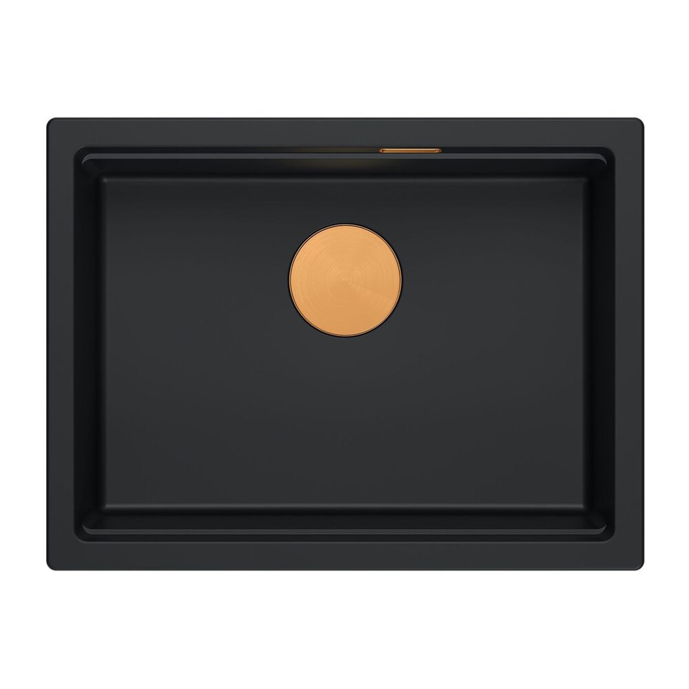 Композитна мивка под плот Quadron Logan 100 черен карбон - мед 56x45 cm