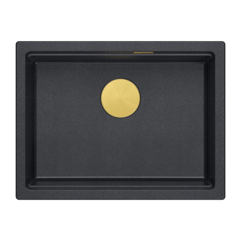 Композитна мивка под плот Quadron Logan 100 черен диамант - златен 56x45 cm