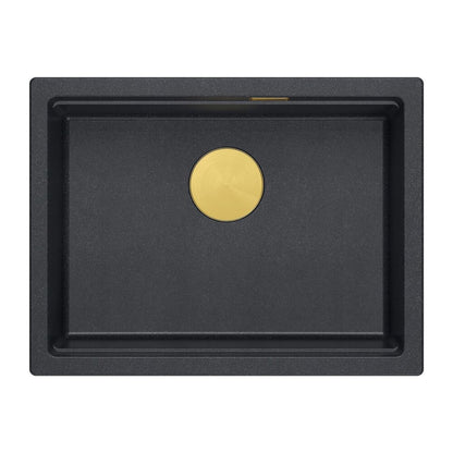 Композитна мивка под плот Quadron Logan 100 черен диамант - златен 56x45 cm