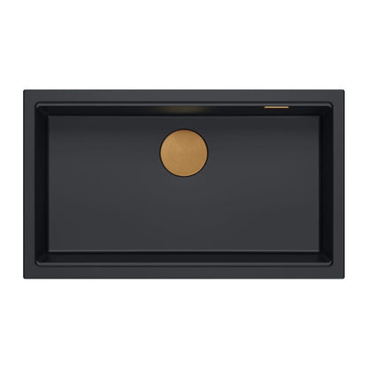 Композитна мивка под плот Quadron Logan 110 черен карбон - мед 76x44 см
