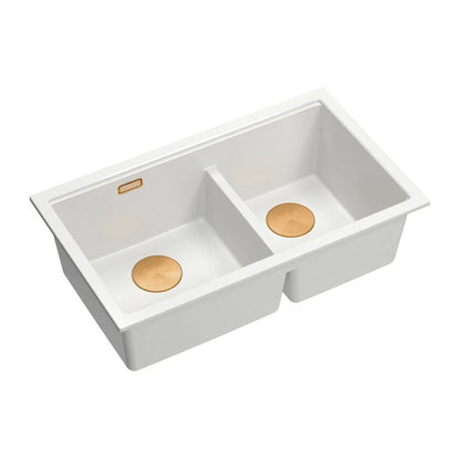 Композитна мивка под плот Quadron Logan 120 бяла - медна 76x45 cm