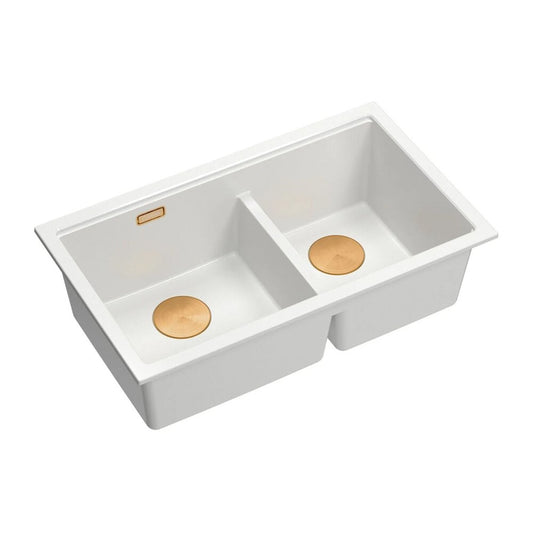 Композитна мивка под плот Quadron Logan 120 бяла - медна 76x45 cm