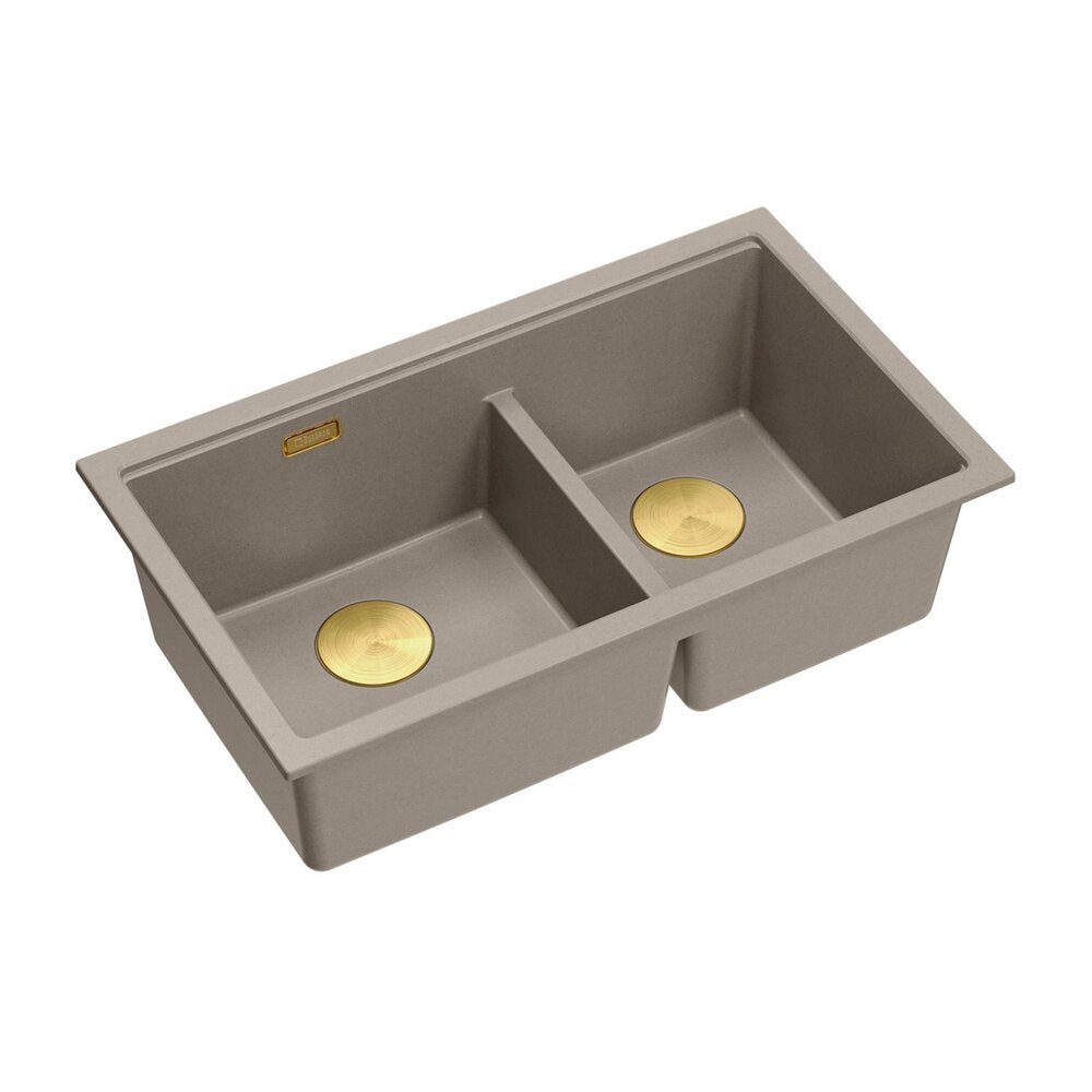 Композитна мивка под плот Quadron Logan 120 бежов soft taupe - златен 76x45 cm