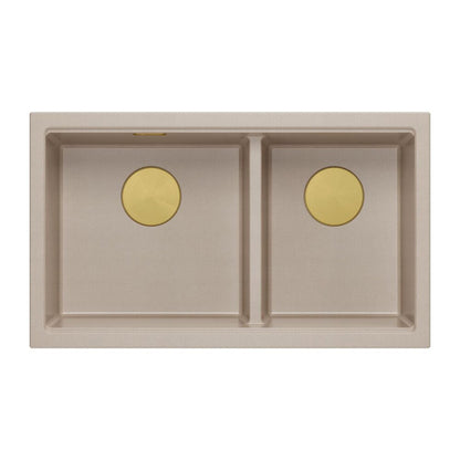 Композитна мивка под плот Quadron Logan 120 бежов soft taupe - златен 76x45 cm