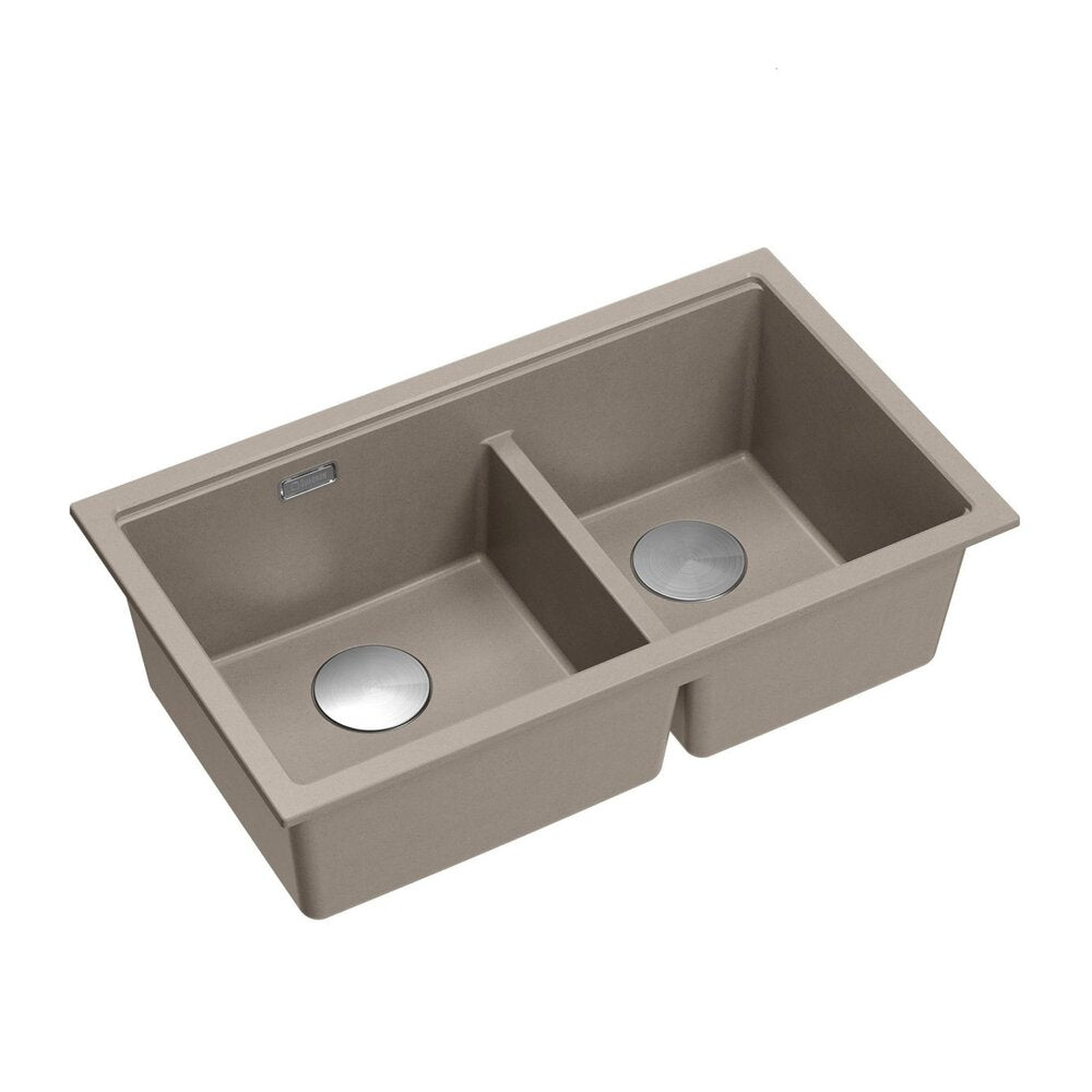 Композитна мивка под плот Quadron Logan 120 бежов soft taupe - инокс 76x45 cm
