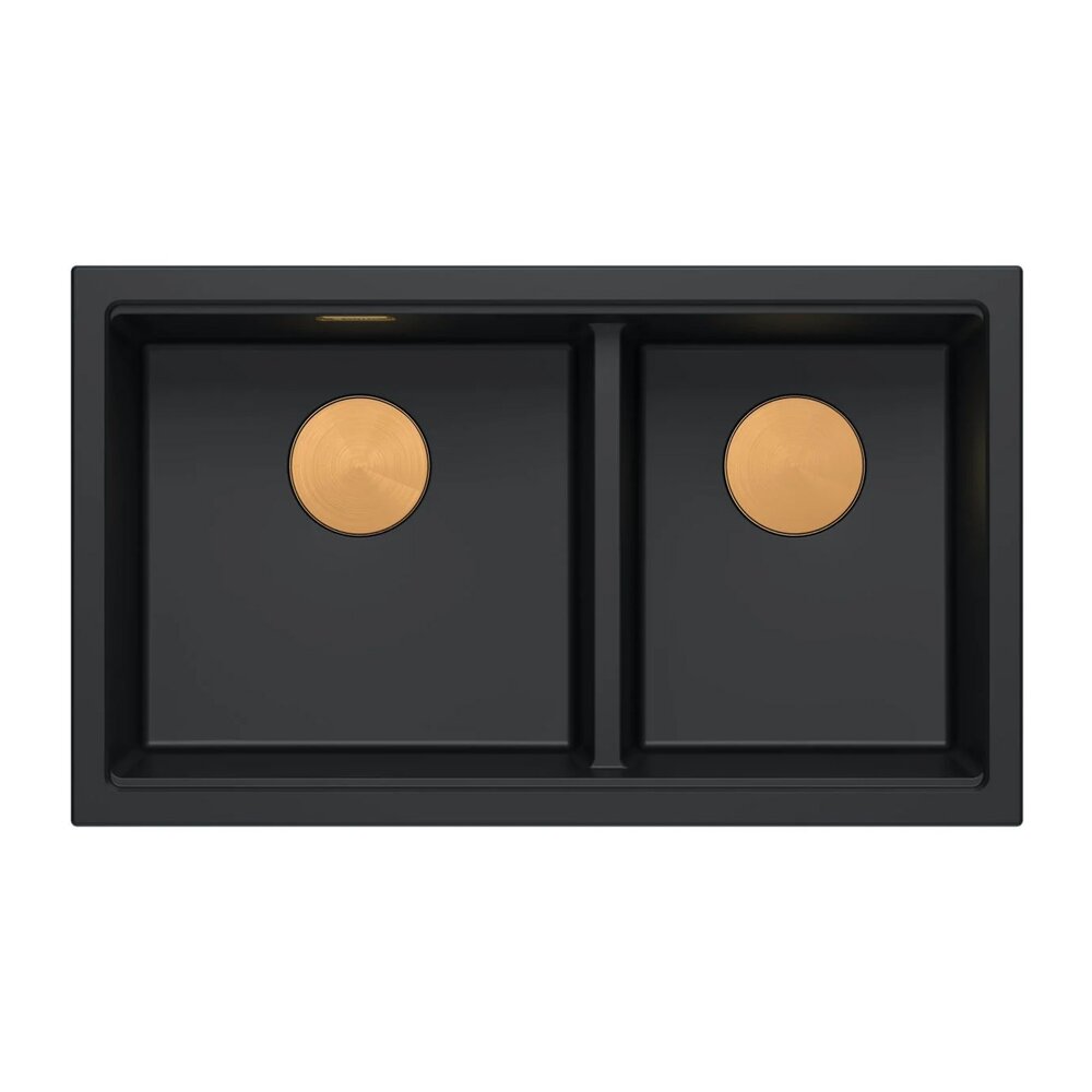 Композитна мивка под плот Quadron Logan 120 черен карбон - мед 76x45 cm