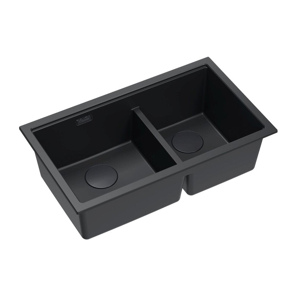 Композитна мивка под плот Quadron Logan 120 черен pure carbon 76x45 cm