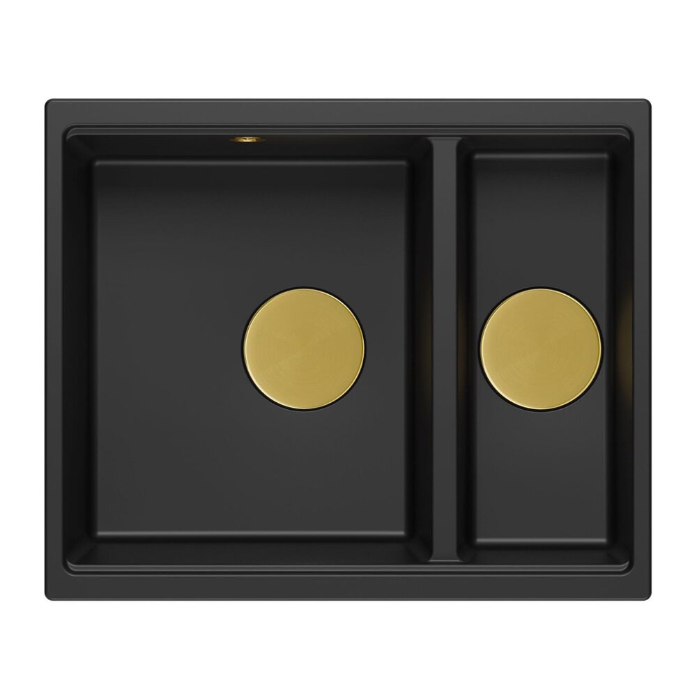 Композитна мивка под плот Quadron Logan 150 черен карбон - златен 56x46 cm