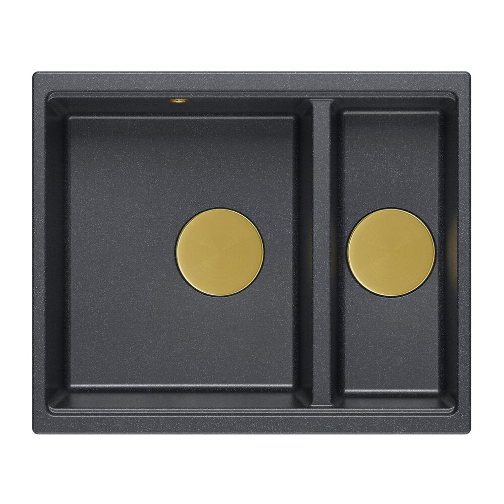 Композитна мивка под плот Quadron Logan 150 черен диамант - златен 56x46 cm