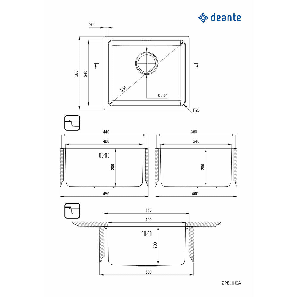 Deante Egeria Satin Finish Sink 44x38 cm
