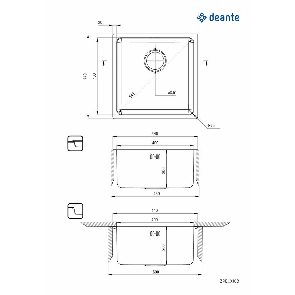 Deante Egeria Satin Finish Sink 44x44 cm