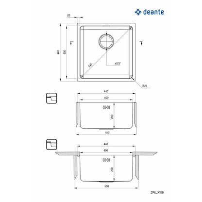 Deante Egeria Satin Finish Sink 44x44 cm