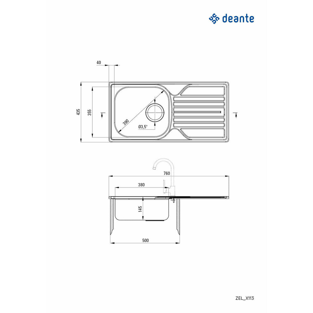 Deante Legato Sink 76x44 cm Satin Finish