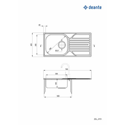 Deante Legato Sink 76x44 cm Satin Finish