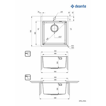 Deante Olfato Satin Finish Sink 45x51 cm