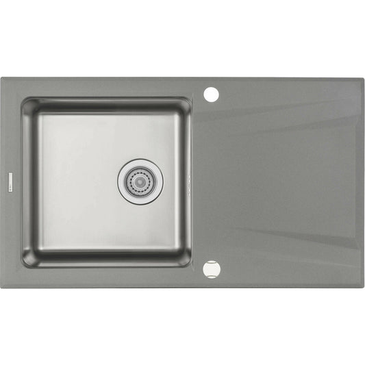 Deante Prime Granite Sink Metallic Gray, with Stainless Steel Bowl 86x50 cm