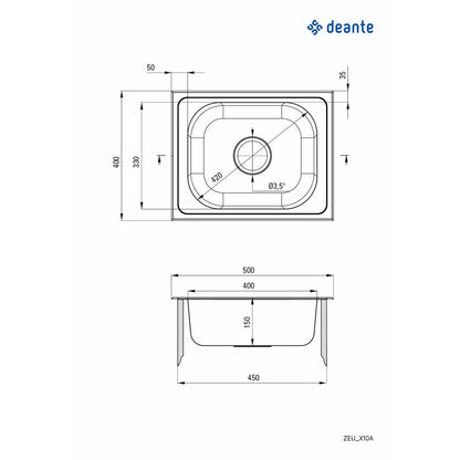 Мивка Deante Techno инокс сатен 50x40 см