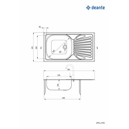 Мивка Deante Techno инокс сатен 76x44 см