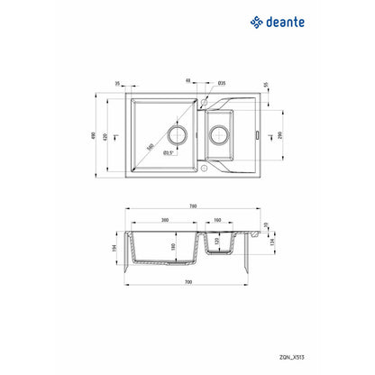Deante Andante Granite Sink 1 Bowl with Drainer 49x78 cm Sand