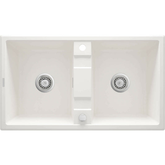 Deante Eridan Granite Sink 2 Bowls 50x86 cm White