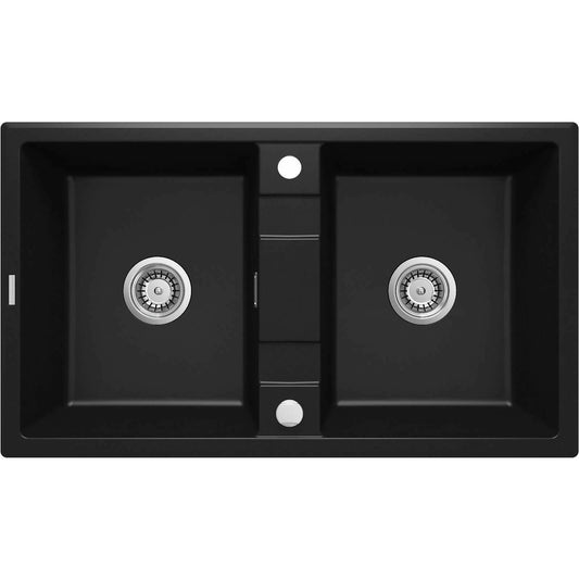 Deante Eridan Granite Sink 2 Bowls 50x86 cm Black