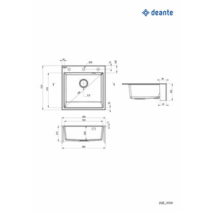 Deante Eridan Granite Sink 61x60 cm White