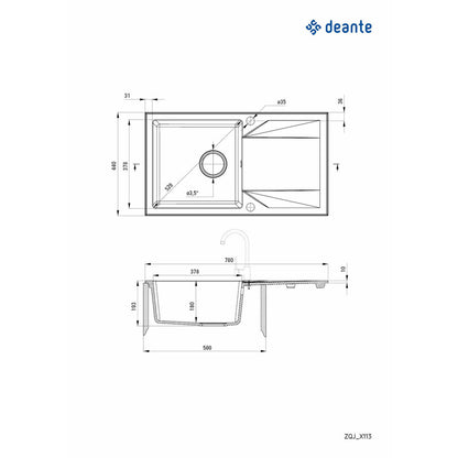 Deante Evora Granite Sink 44x78 cm Anthracite