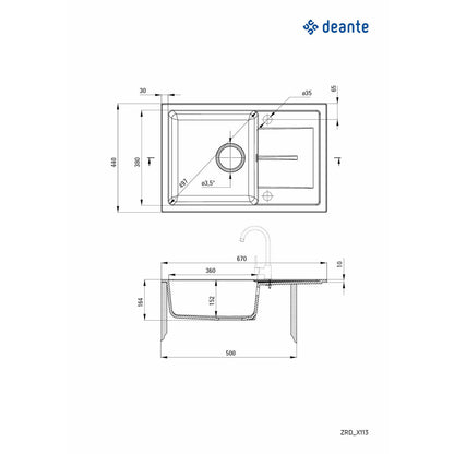 Чиния гранит Deante Leda 44x67 см пясък