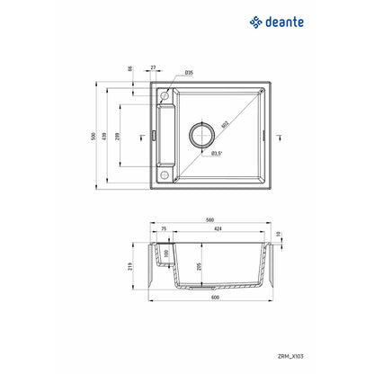 Deante Magnetic Granite Sink 50x56 cm Black