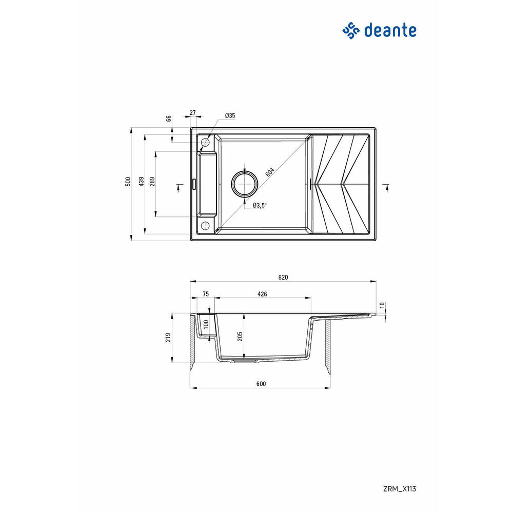 Deante Magnetic Granite Sink 50x82 cm Grey