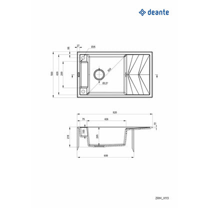 Deante Magnetic Granite Sink 50x82 cm Grey