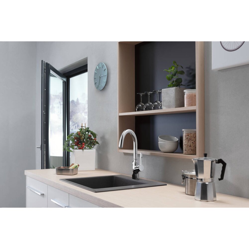 Комбинирана мивка Hansgrohe S51 SilicaTec сив бетон 56x51 см